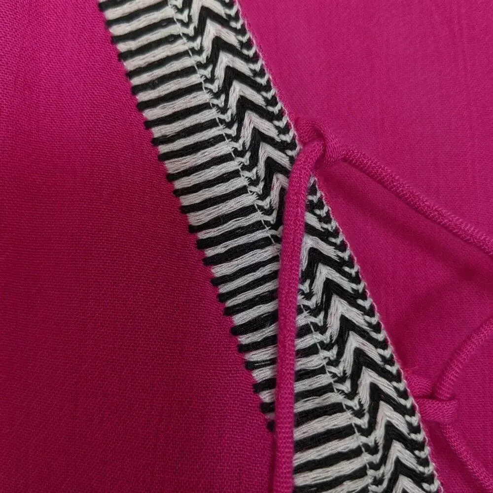Piper by Townsen Bright Pink Beach Coverup Short Sleeve Lace Up Size S